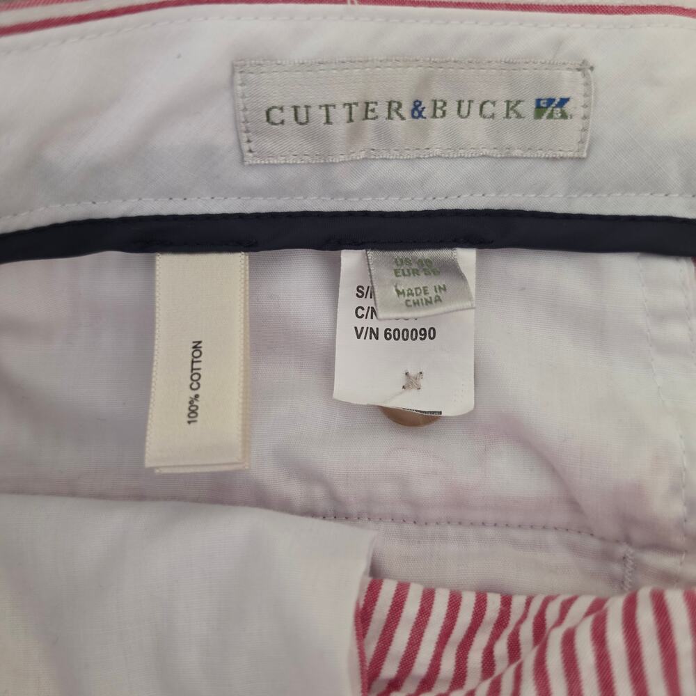 Cutter & Buck Men's Size 40 100% Cotton Red and White Seersucker Shorts - Picture 7 of 10